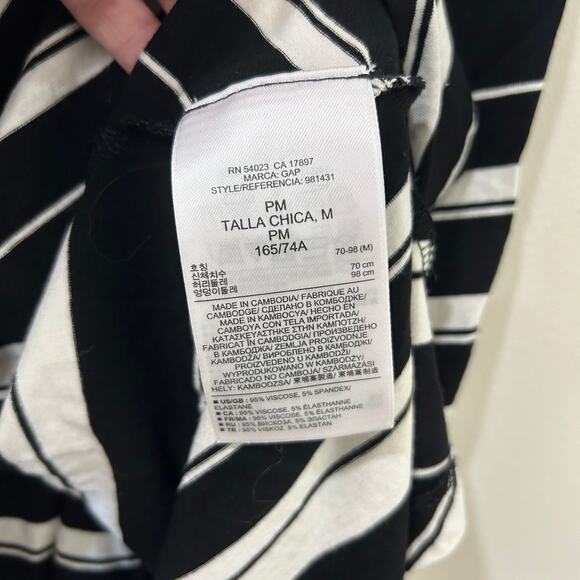 Gap Womens Sz Medium Petite Black & White Striped Foldover Jersey Maxi Skirt - Picture 4 of 5